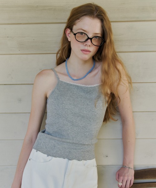 GIUNON（ジウノン）の「【カップ付き】cup in rib lace camisole / カップインリブレースキャミソール（キャミソール・レディース・グレー/ピンク・FREE）」の20枚目の写真