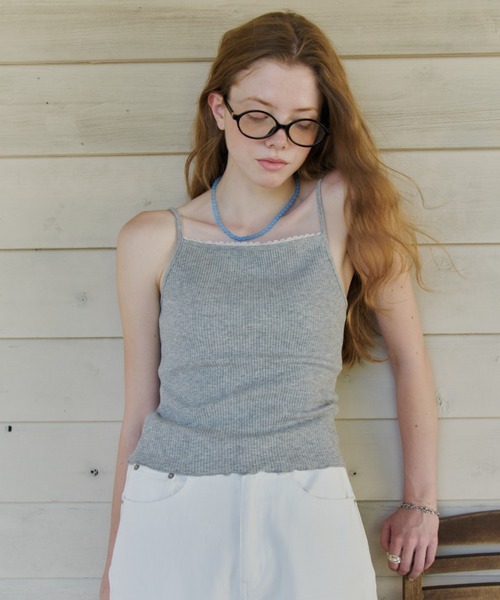 GIUNON（ジウノン）の「【カップ付き】cup in rib lace camisole / カップインリブレースキャミソール（キャミソール・レディース・グレー/ピンク・FREE）」の18枚目の写真