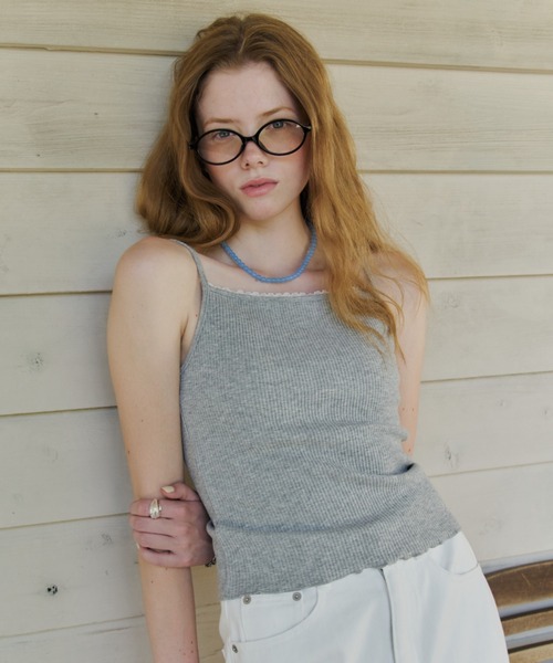 GIUNON（ジウノン）の「【カップ付き】cup in rib lace camisole / カップインリブレースキャミソール（キャミソール・レディース・グレー/ピンク・FREE）」の15枚目の写真