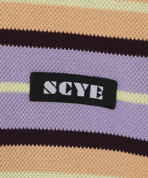 SCYE BASICS（サイベーシックス）の「SCYE BASICS | コットン 鹿の子ボーダーTシャツ MEN（Tシャツ/カットソー・メンズ・グリーン系その他/パープル系その他・38/40）」の8枚目の写真