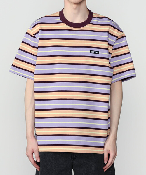 SCYE BASICS（サイベーシックス）の「SCYE BASICS | コットン 鹿の子ボーダーTシャツ MEN（Tシャツ/カットソー・メンズ・グリーン系その他/パープル系その他・38/40）」の9枚目の写真