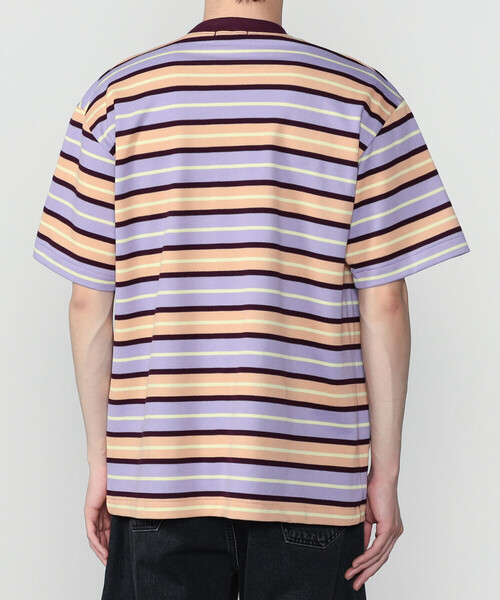 SCYE BASICS（サイベーシックス）の「SCYE BASICS | コットン 鹿の子ボーダーTシャツ MEN（Tシャツ/カットソー・メンズ・グリーン系その他/パープル系その他・38/40）」の11枚目の写真