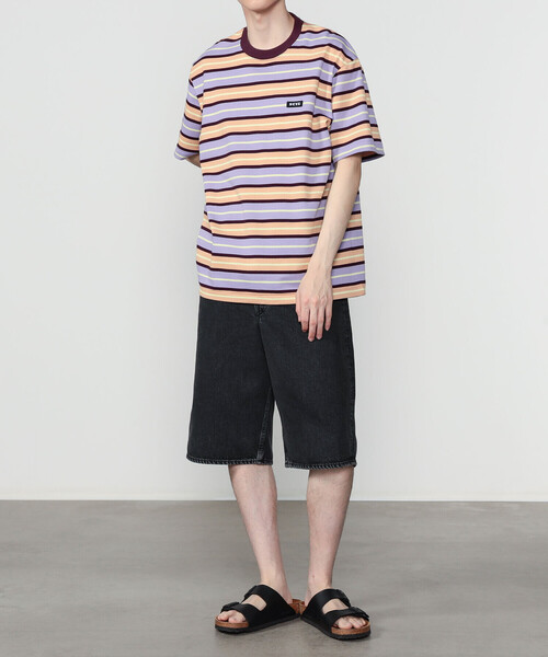 SCYE BASICS（サイベーシックス）の「SCYE BASICS | コットン 鹿の子ボーダーTシャツ MEN（Tシャツ/カットソー・メンズ・グリーン系その他/パープル系その他・38/40）」の12枚目の写真