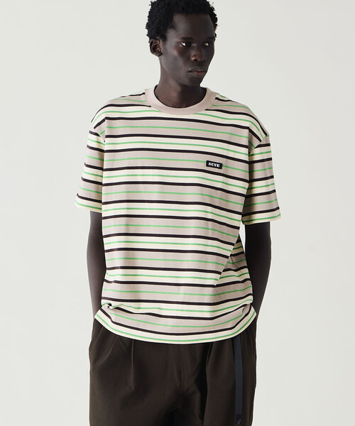 SCYE BASICS（サイベーシックス）の「SCYE BASICS | コットン 鹿の子ボーダーTシャツ MEN（Tシャツ/カットソー・メンズ・グリーン系その他/パープル系その他・38/40）」の13枚目の写真