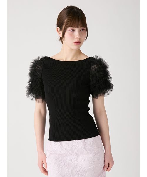 FURFUR（ファーファー）の「チュチュスリーブニットトップス（ニット/セーター・レディース・ピンク/ブラック/ライトブルー/その他・F）」の2枚目の写真