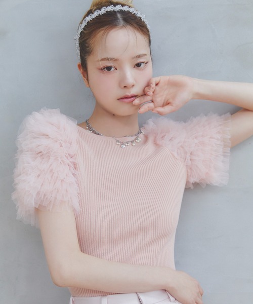 FURFUR（ファーファー）の「チュチュスリーブニットトップス（ニット/セーター・レディース・ピンク/ブラック/ライトブルー/その他・F）」の4枚目の写真