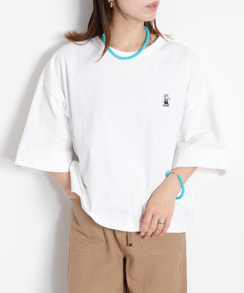 cepo(セポ)の「〈BLUEDY〉ショートスリーブワイドTee(Tシャツ/カットソー・レディース・オフホワイト/グレー/ホワイト系その他/ブラック・M)」の2枚目の写真