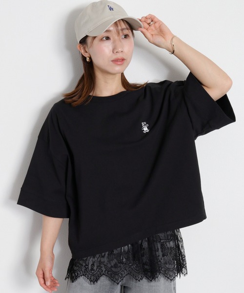 cepo(セポ)の「〈BLUEDY〉ショートスリーブワイドTee(Tシャツ/カットソー・レディース・オフホワイト/グレー/ホワイト系その他/ブラック・M)」の4枚目の写真