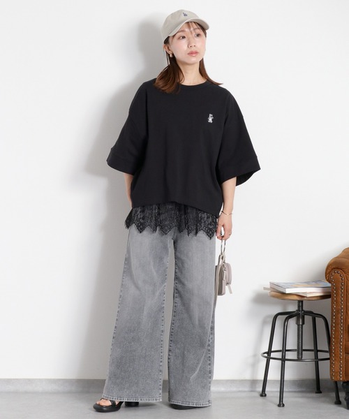 cepo(セポ)の「〈BLUEDY〉ショートスリーブワイドTee(Tシャツ/カットソー・レディース・オフホワイト/グレー/ホワイト系その他/ブラック・M)」の12枚目の写真