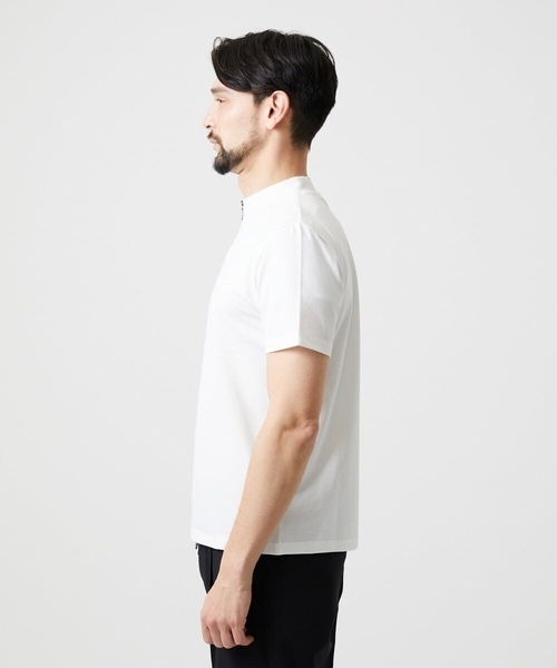 MICHEL KLEIN HOMME (ミッシェルクランオム)の「モックネックハーフジップ半袖カットソー(Tシャツ/カットソー・メンズ・ホワイト/ブラック・MEDIUM/X-LARGE/LARGE)」の4枚目の写真