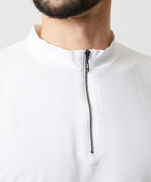 MICHEL KLEIN HOMME (ミッシェルクランオム)の「モックネックハーフジップ半袖カットソー(Tシャツ/カットソー・メンズ・ホワイト/ブラック・MEDIUM/X-LARGE/LARGE)」の6枚目の写真
