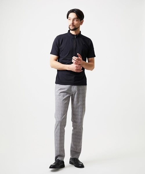MICHEL KLEIN HOMME (ミッシェルクランオム)の「モックネックハーフジップ半袖カットソー(Tシャツ/カットソー・メンズ・ホワイト/ブラック・MEDIUM/X-LARGE/LARGE)」の11枚目の写真
