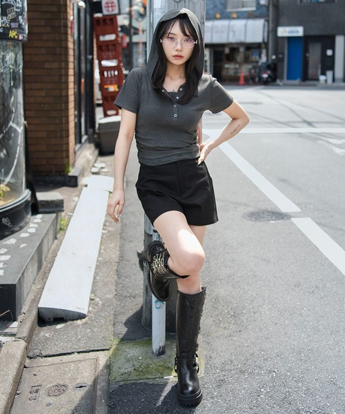 WEGO(ウィゴー)の「WEGO/【26年春夏新作】ツイルマイクロショートパンツ(その他パンツ・レディース・ブラック・MEDIUM/SMALL)」の9枚目の写真