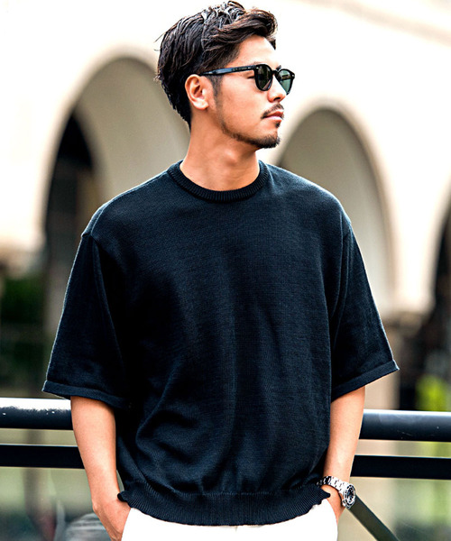 CavariA(キャバリア)の「『CavariA/キャバリア』【接触冷感】ウォッシャブル半袖ニット(Tシャツ/カットソー・メンズ・グレイッシュベージュ/グレー/ネイビー/チャコールグレー/サックスブルー/ブラック・L/XL/M)」の1枚目の写真