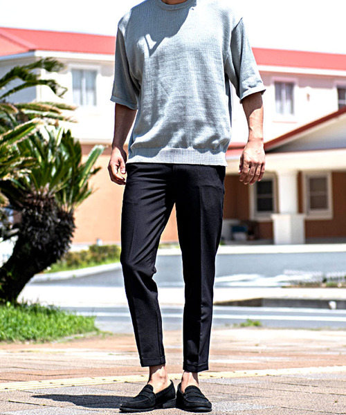 CavariA(キャバリア)の「『CavariA/キャバリア』【接触冷感】ウォッシャブル半袖ニット(Tシャツ/カットソー・メンズ・グレイッシュベージュ/グレー/ネイビー/チャコールグレー/サックスブルー/ブラック・L/XL/M)」の11枚目の写真