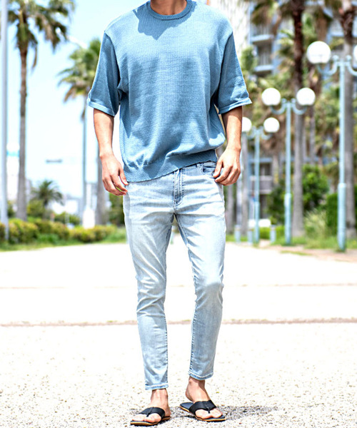 CavariA(キャバリア)の「『CavariA/キャバリア』【接触冷感】ウォッシャブル半袖ニット(Tシャツ/カットソー・メンズ・グレイッシュベージュ/グレー/ネイビー/チャコールグレー/サックスブルー/ブラック・L/XL/M)」の14枚目の写真