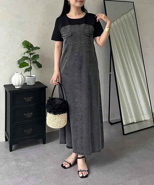 prose verse(プロズヴェール)の「ストレッチデニムドッキングワンピース(ワンピース・レディース・ブルー/ブラック・PL/PM/LARGE/MEDIUM)」の3枚目の写真