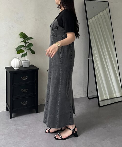 prose verse(プロズヴェール)の「ストレッチデニムドッキングワンピース(ワンピース・レディース・ブルー/ブラック・PL/PM/LARGE/MEDIUM)」の5枚目の写真