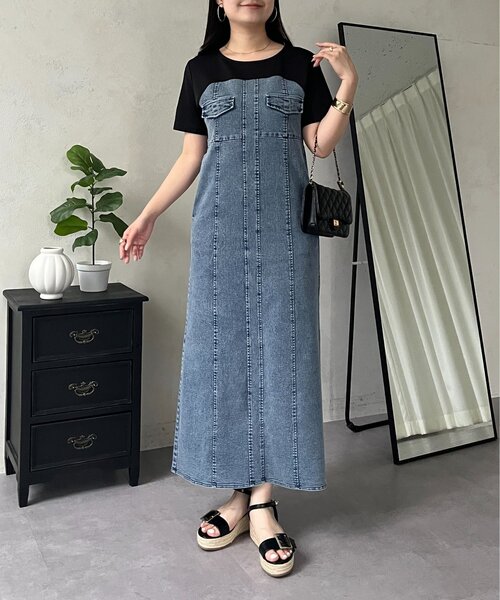 prose verse(プロズヴェール)の「ストレッチデニムドッキングワンピース(ワンピース・レディース・ブルー/ブラック・PL/PM/LARGE/MEDIUM)」の12枚目の写真