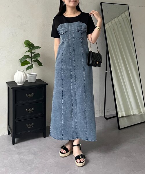 prose verse(プロズヴェール)の「ストレッチデニムドッキングワンピース(ワンピース・レディース・ブルー/ブラック・PL/PM/LARGE/MEDIUM)」の13枚目の写真