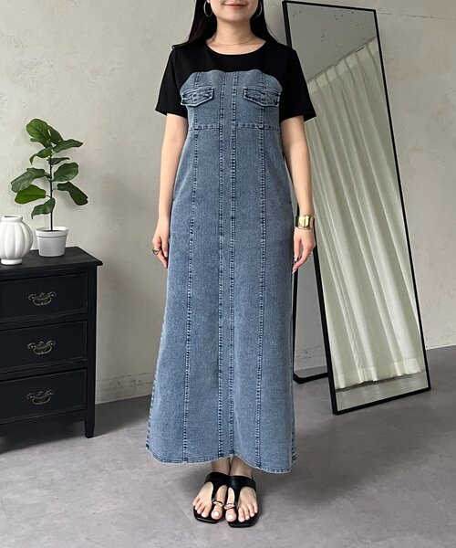 prose verse(プロズヴェール)の「ストレッチデニムドッキングワンピース(ワンピース・レディース・ブルー/ブラック・PL/PM/LARGE/MEDIUM)」の18枚目の写真