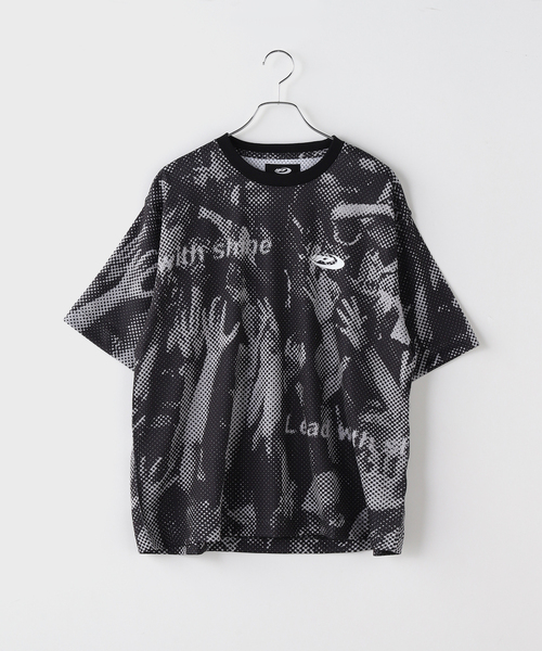 MARK POINT(マークポイント)の「MARK POINT / マークポイント H UP MESH SHIRTS(Tシャツ/カットソー・メンズ・ホワイト/ブラック・MEDIUM/LARGE)」の1枚目の写真