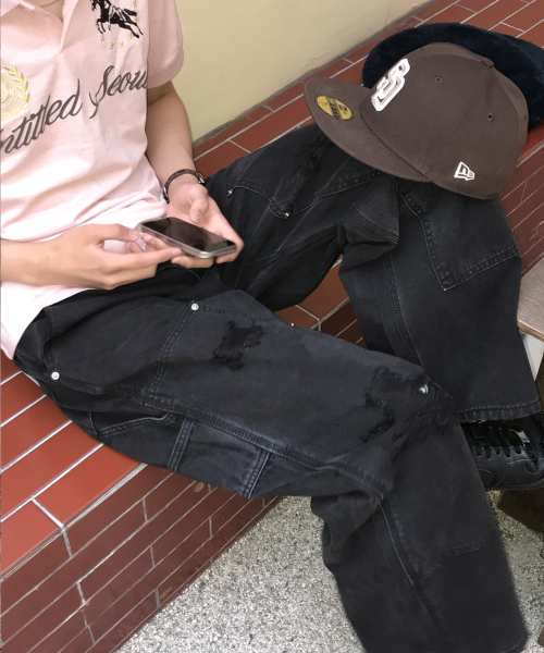 UNTITLED SEOUL(アンタイトル ソウル)の「アンタイトル ステリナイト サルファ ダイ カーペンターパンツ フェイディッドブラック(その他パンツ・レディース・その他・MEDIUM/X-LARGE/LARGE)」の6枚目の写真
