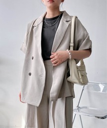 AS KNOW AS plus（アズノゥアズプラス）の「〇ダブル 半袖テーラードジャケット セットアップ対応 【WEB限定アイテム】（テーラードジャケット）」