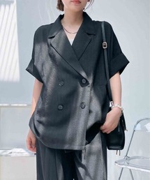 AS KNOW AS plus（アズノゥアズプラス）の「〇ダブル 半袖テーラードジャケット セットアップ対応 【WEB限定アイテム】（テーラードジャケット）」