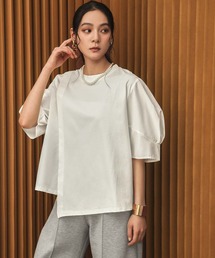 セール】【追加】コットンポンチ×タフタトップス（Tシャツ/カットソー