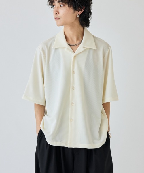 Lui's（ルイス）の「コードピケオープンカラー半袖シャツ（シャツ/ブラウス・メンズ・ホワイト/グレー/ブラック・S/M）」の13枚目の写真