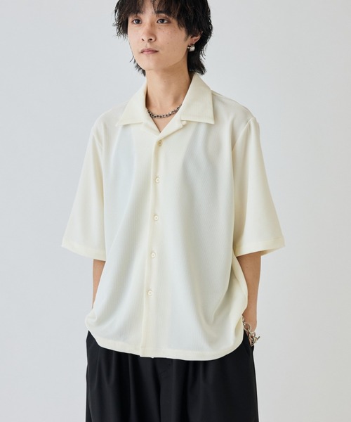 Lui's（ルイス）の「コードピケオープンカラー半袖シャツ（シャツ/ブラウス・メンズ・ホワイト/グレー/ブラック・S/M）」の15枚目の写真