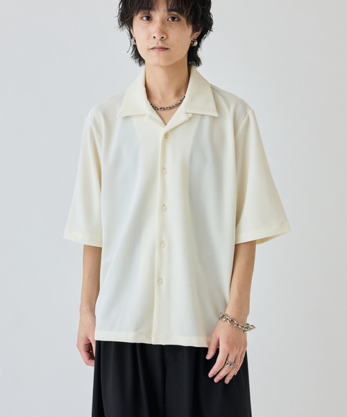 Lui's（ルイス）の「コードピケオープンカラー半袖シャツ（シャツ/ブラウス・メンズ・ホワイト/グレー/ブラック・S/M）」の14枚目の写真