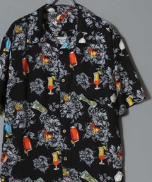 Rayon Patterned Aloha Shirt / レーヨン 総柄 アロハシャツ オープンカラー 開襟シャツ メンズ トップス ハワイアンシャツ 半袖