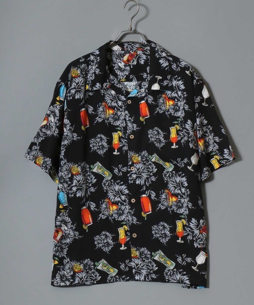 ANPAS(アンパス)の「Rayon Patterned Aloha Shirt / レーヨン 総柄 アロハシャツ オープンカラー 開襟シャツ メンズ トップス ハワイアンシャツ 半袖(シャツ/ブラウス・メンズ・グレー系/レッド系/ブラック系/ホワイト系/ネイビー系・L/LL/M)」の16枚目の写真