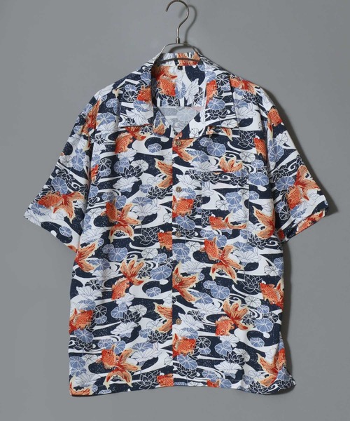 ANPAS(アンパス)の「Rayon Patterned Aloha Shirt / レーヨン 総柄 アロハシャツ オープンカラー 開襟シャツ メンズ トップス ハワイアンシャツ 半袖(シャツ/ブラウス・メンズ・グレー系/レッド系/ブラック系/ホワイト系/ネイビー系・L/LL/M)」の20枚目の写真
