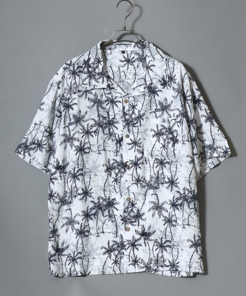 ANPAS(アンパス)の「Rayon Patterned Aloha Shirt / レーヨン 総柄 アロハシャツ オープンカラー 開襟シャツ メンズ トップス ハワイアンシャツ 半袖(シャツ/ブラウス・メンズ・グレー系/レッド系/ブラック系/ホワイト系/ネイビー系・L/LL/M)」の6枚目の写真