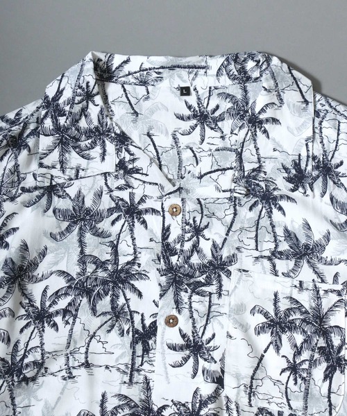 ANPAS(アンパス)の「Rayon Patterned Aloha Shirt / レーヨン 総柄 アロハシャツ オープンカラー 開襟シャツ メンズ トップス ハワイアンシャツ 半袖(シャツ/ブラウス・メンズ・グレー系/レッド系/ブラック系/ホワイト系/ネイビー系・L/LL/M)」の9枚目の写真