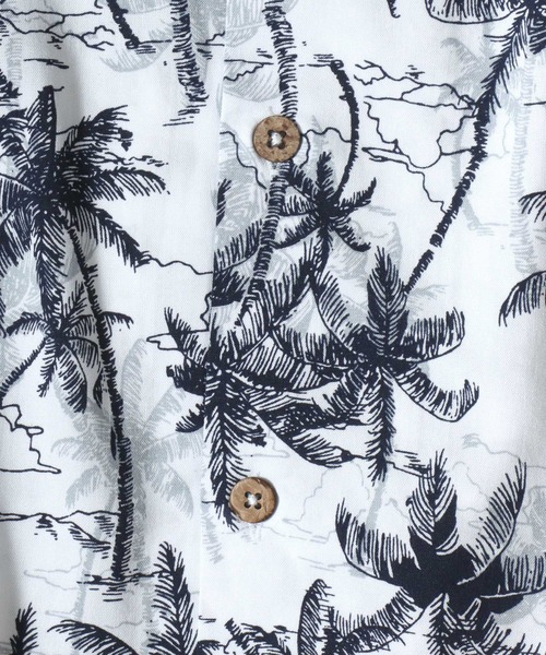 ANPAS(アンパス)の「Rayon Patterned Aloha Shirt / レーヨン 総柄 アロハシャツ オープンカラー 開襟シャツ メンズ トップス ハワイアンシャツ 半袖(シャツ/ブラウス・メンズ・グレー系/レッド系/ブラック系/ホワイト系/ネイビー系・L/LL/M)」の10枚目の写真