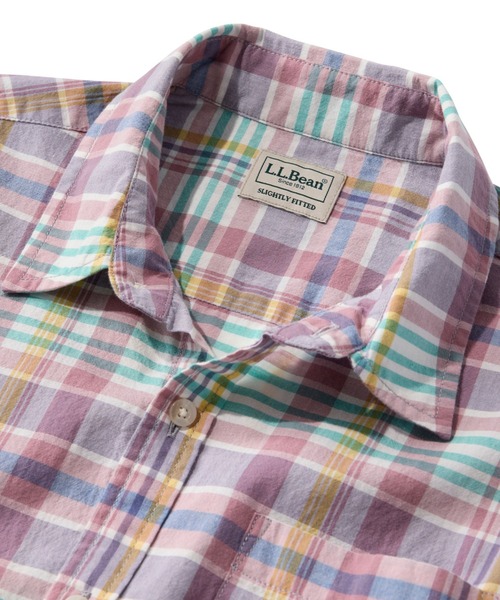 L.L.Bean(エルエルビーン)の「マドラス・シャツ、半袖 スライトリー・フィット 米国フィット・レギュラー(シャツ/ブラウス・メンズ・ブルー系その他2/オレンジ系その他/イエロー系その他/パープル系その他/ブルー系その他/ピンク系その他・MEDIUM/SMALL/LARGE)」の7枚目の写真