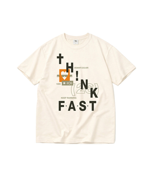 VENHIT(ベンヒット)の「Think Fast クールコットン半袖Tシャツ(Tシャツ/カットソー・レディース・ホワイト/クリーム/ブラック・SMALL/MEDIUM/LARGE/X-LARGE)」の3枚目の写真