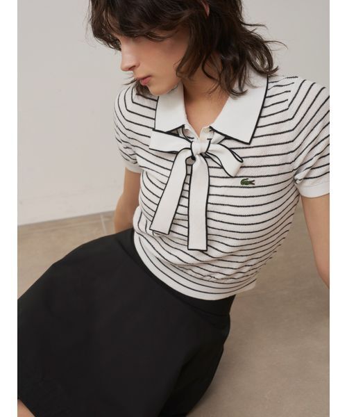 SNIDEL(スナイデル)の「LACOSTE/ボウタイポロニットプルオーバー(ニット/セーター・レディース・イエロー/ホワイト・F)」の13枚目の写真