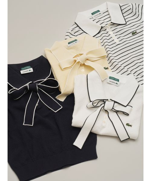 SNIDEL(スナイデル)の「LACOSTE/ボウタイポロニットプルオーバー(ニット/セーター・レディース・イエロー/ホワイト・F)」の15枚目の写真