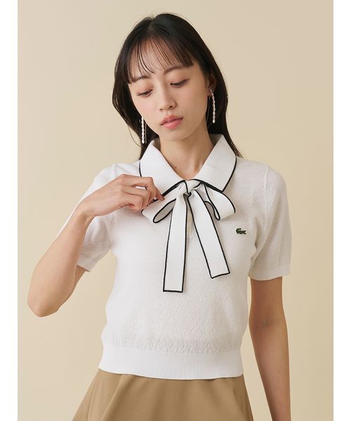 SNIDEL(スナイデル)の「LACOSTE/ボウタイポロニットプルオーバー(ニット/セーター・レディース・イエロー/ホワイト・F)」の22枚目の写真