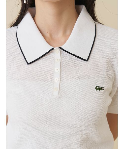 SNIDEL(スナイデル)の「LACOSTE/ボウタイポロニットプルオーバー(ニット/セーター・レディース・イエロー/ホワイト・F)」の3枚目の写真