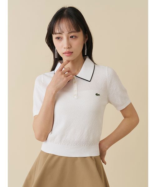 SNIDEL(スナイデル)の「LACOSTE/ボウタイポロニットプルオーバー(ニット/セーター・レディース・イエロー/ホワイト・F)」の4枚目の写真