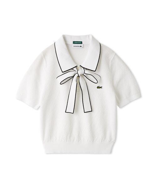 SNIDEL(スナイデル)の「LACOSTE/ボウタイポロニットプルオーバー(ニット/セーター・レディース・イエロー/ホワイト・F)」の5枚目の写真