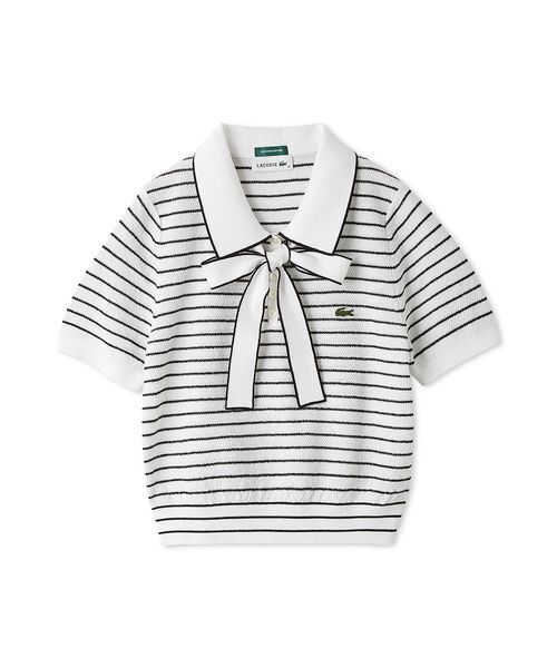 SNIDEL(スナイデル)の「LACOSTE/ボウタイポロニットプルオーバー(ニット/セーター・レディース・イエロー/ホワイト・F)」の6枚目の写真