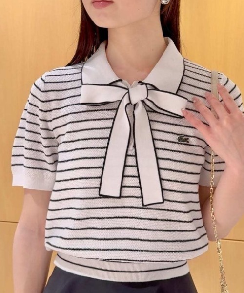 SNIDEL(スナイデル)の「LACOSTE/ボウタイポロニットプルオーバー(ニット/セーター・レディース・イエロー/ホワイト・F)」の18枚目の写真