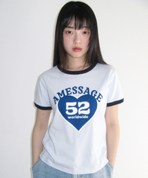 52 HEART RINGER CROP TEE BLUE
